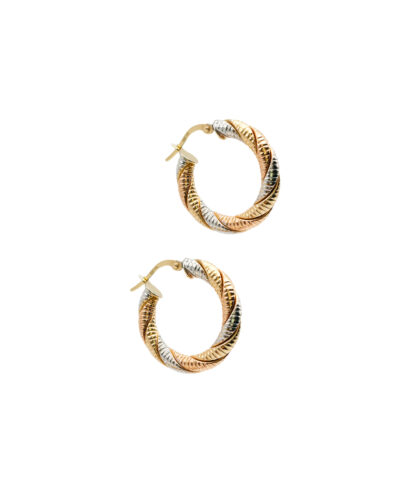 Tri-Color Gold Hoop Earrings