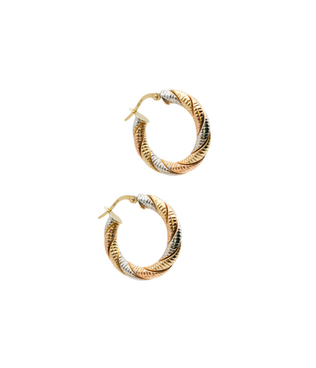Tri-Color Gold Hoop Earrings