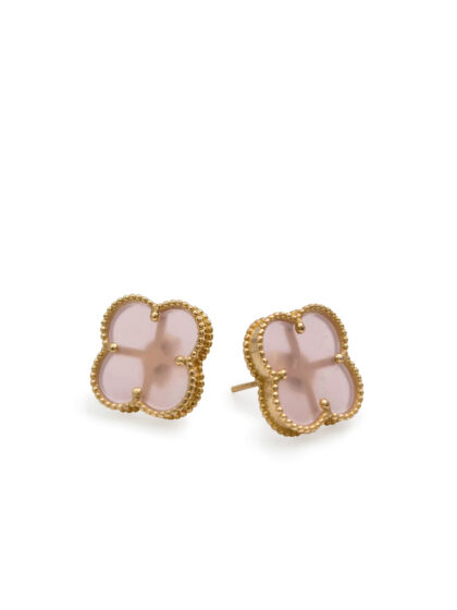 Van Cleef-Inspired Pink Clover Stud Earrings