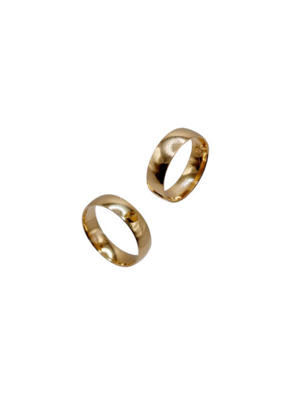 Yellow Gold Wedding Ring Set Plain Finish