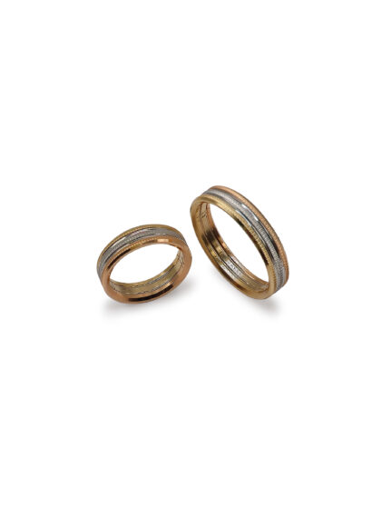 Three-Tone Gold Wedding Ring Set
