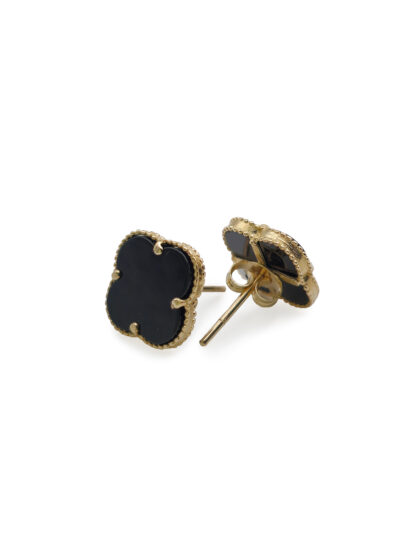 Van Cleef-Inspired Black Clover Stud Earrings