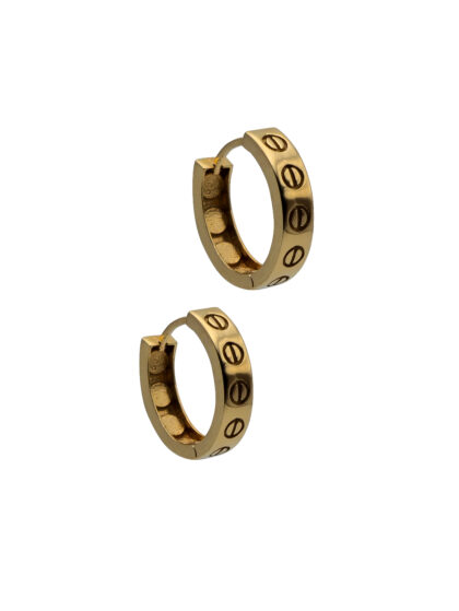 Cartier-Inspired Hoop Earrings in Yellow Gold