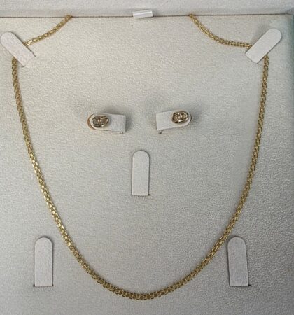 Chain 18KT Tejido Chinp 20in 2mm + Earring 14Kt Rosca Puff