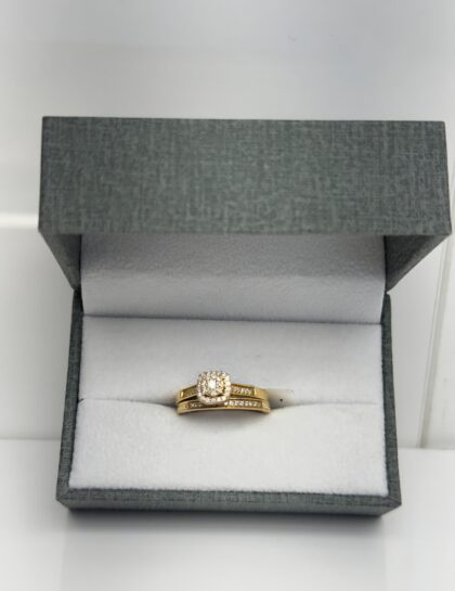 Anillo Solitario Doble 18KT con Diamantes