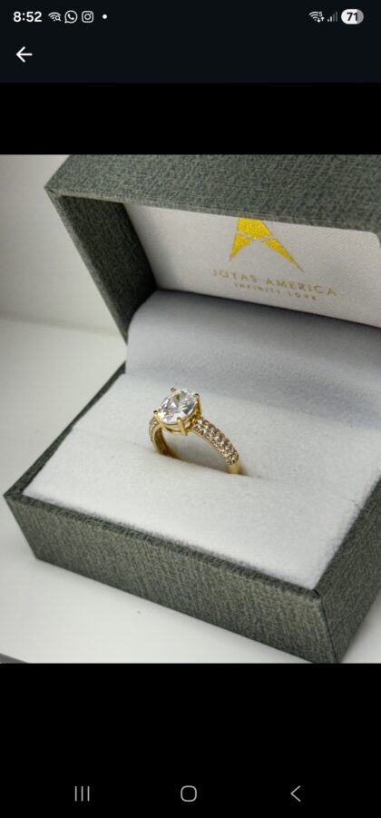 Anillo Solitario Zirconia Ovalado 14KT T7